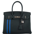 Hermes Birkin 30 Officier Vert CyprÃƒÆ’Ã‚Â¨s Togo & Bleu Zellige Stripe & Lining Palladium Hardware - 2018, C