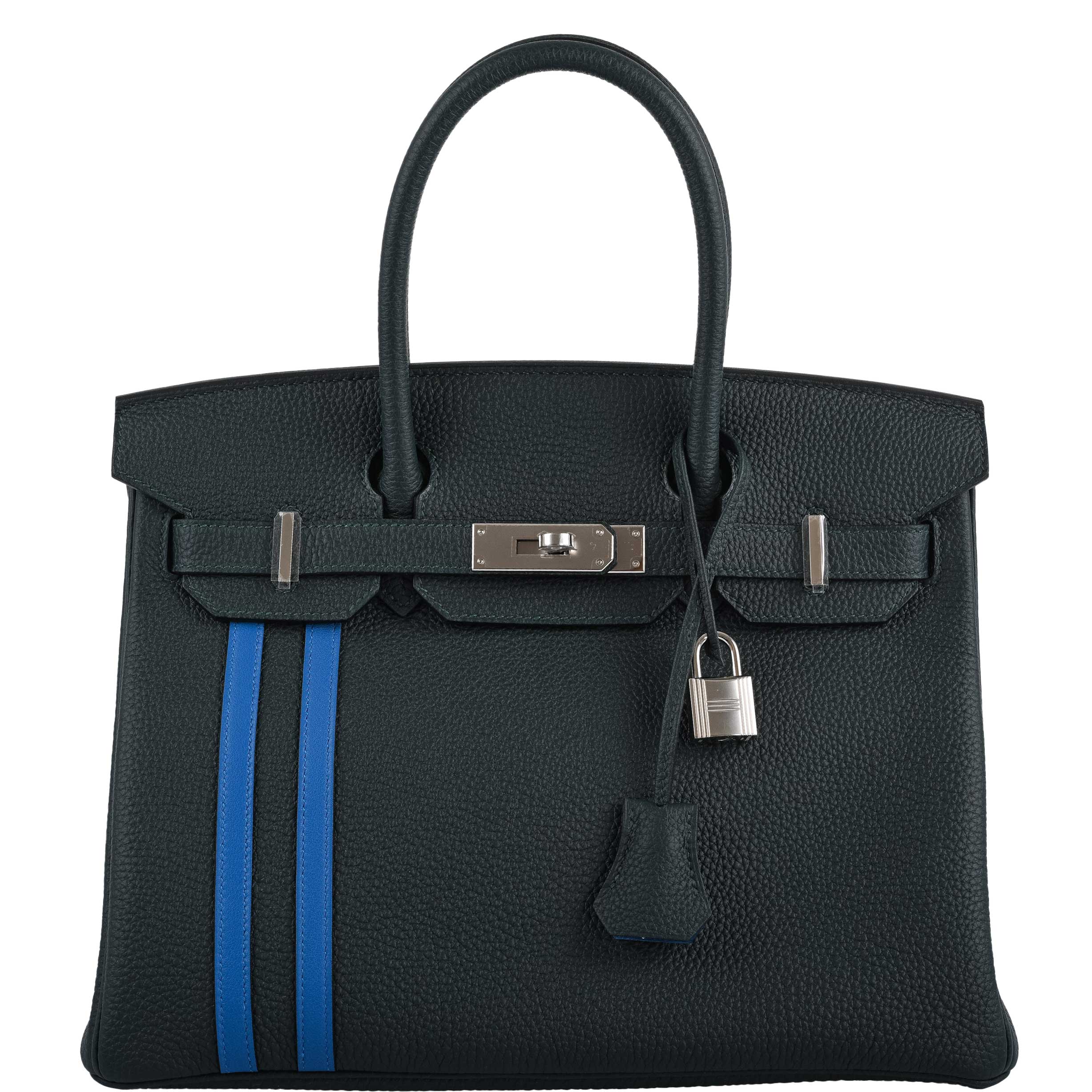 Hermes Birkin 30 Officier Vert CyprÃƒÆ’Ã‚Â¨s Togo & Bleu Zellige Stripe & Lining Palladium Hardware - 2018, C