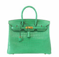 HermÃƒÆ’Ã‚Â¨s Matte Alligator Birkin 35 Cactus Bag GHW