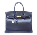 HermÃƒÆ’Ã‚Â¨s Birkin 35 Bleu Marine Box Leather Bag