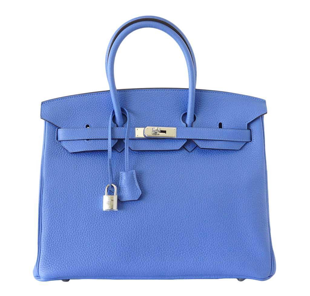 HermÃƒÆ’Ã‚Â¨s Birkin 35 Bleu Paradis Clemence Bag
