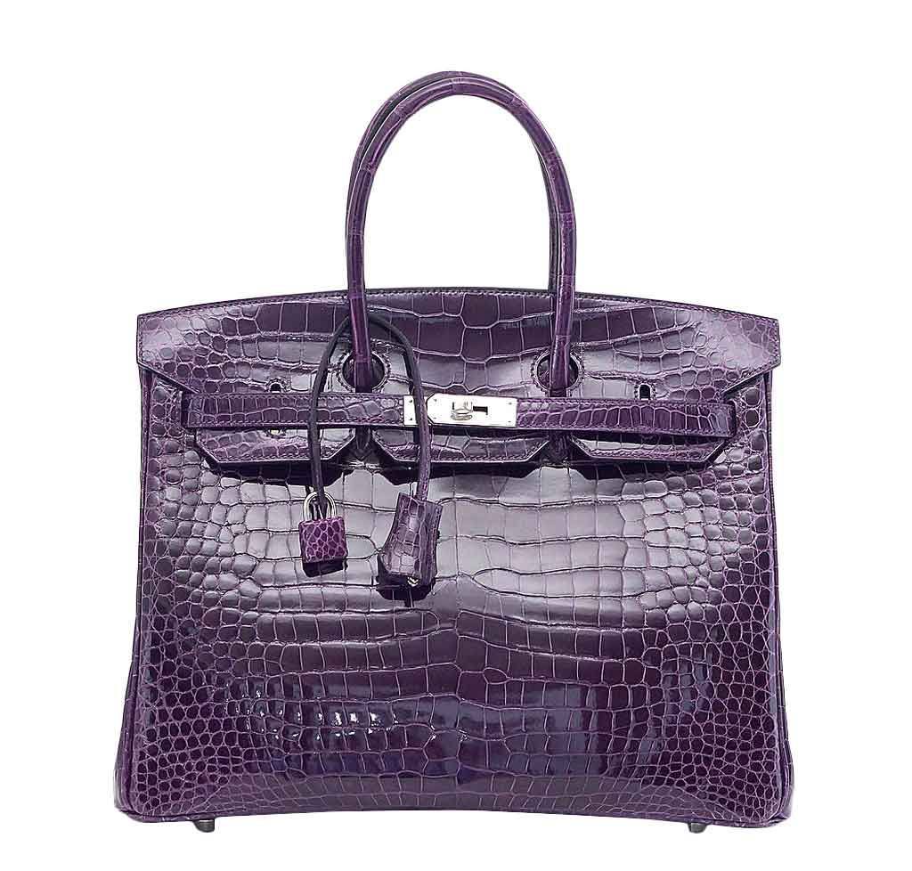 HermÃƒÆ’Ã‚Â¨s Birkin 35 Crocodile Amethyst Bag