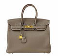 HermÃƒÆ’Ã‚Â¨s Etoupe Togo Birkin 35 Bag GHW