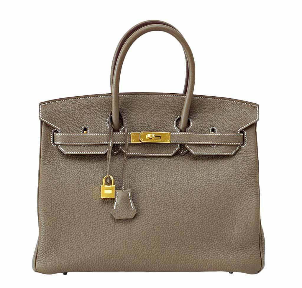 HermÃƒÆ’Ã‚Â¨s Etoupe Togo Birkin 35 Bag GHW
