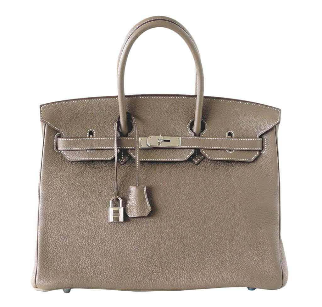 HermÃƒÆ’Ã‚Â¨s Birkin 35 Etoupe Clemence Bag PHW