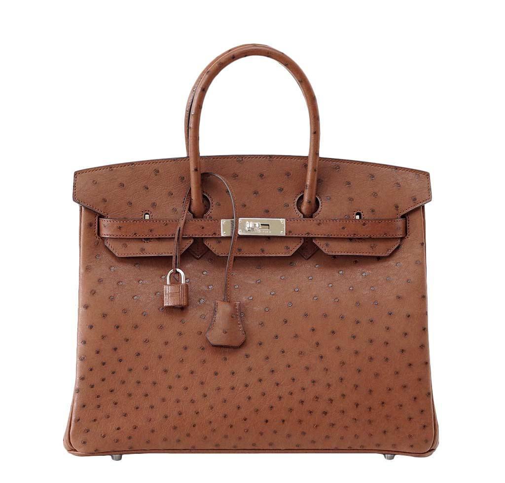HermÃƒÆ’Ã‚Â¨s Birkin 35 Ostrich Etrusque Bag PHW