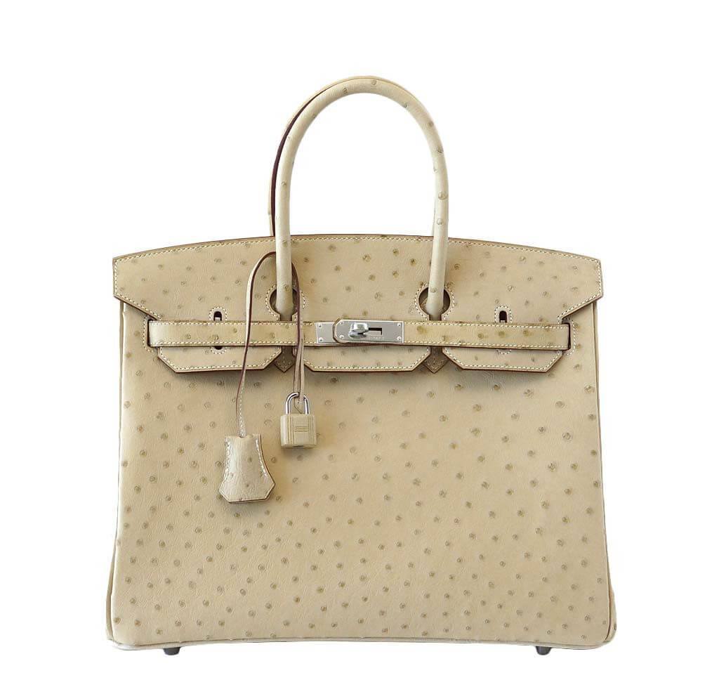 HermÃƒÆ’Ã‚Â¨s Birkin 35 Ostrich Parchemin Bag PHW