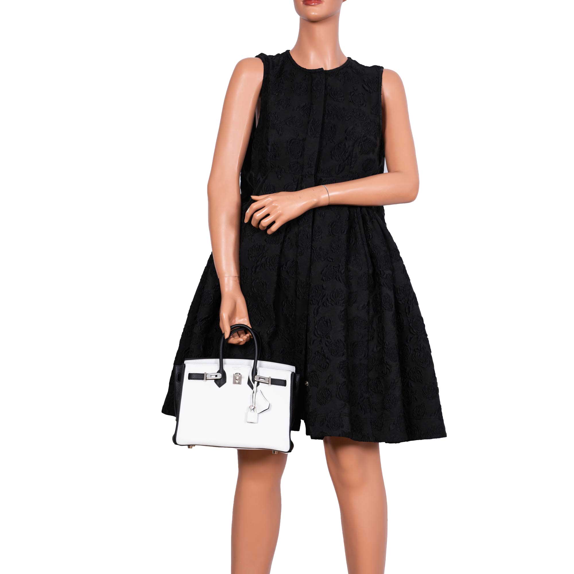 HermÃƒÆ’Ã‚Â¨s HSS Birkin 25 Black and White Togo with Palladium Hardware - 2018, C