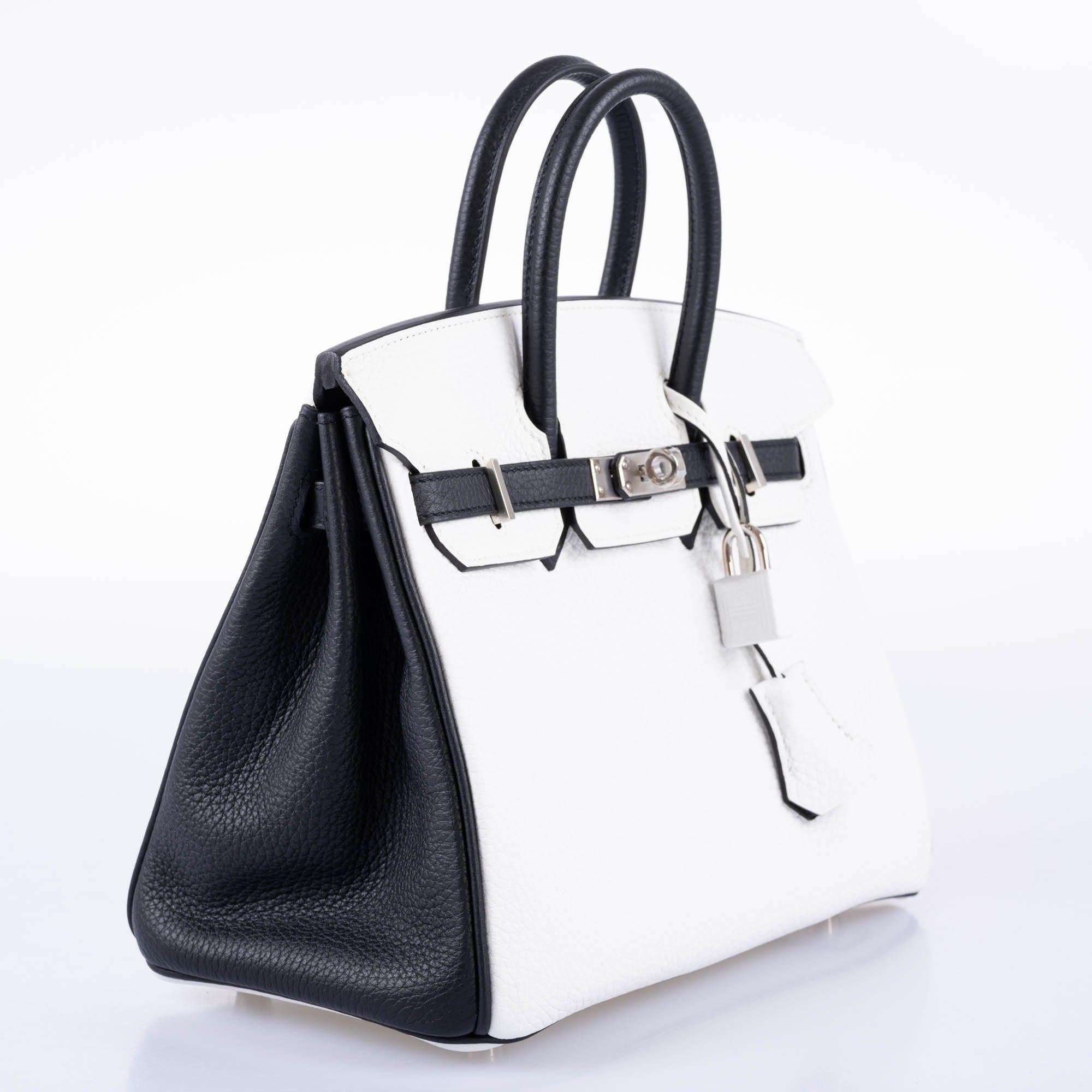 HermÃƒÆ’Ã‚Â¨s HSS Birkin 25 Black and White Togo with Palladium Hardware - 2018, C
