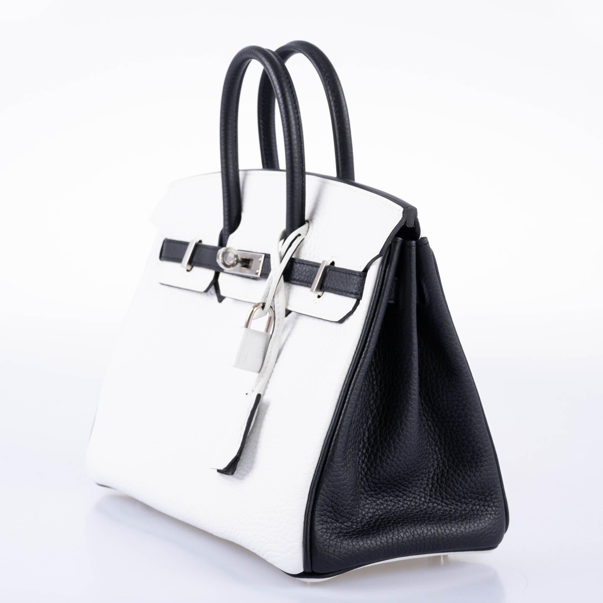 HermÃƒÆ’Ã‚Â¨s HSS Birkin 25 Black and White Togo with Palladium Hardware - 2018, C