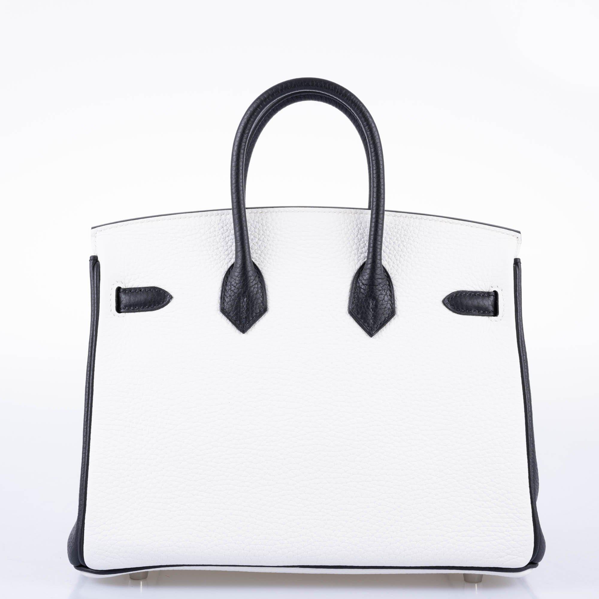HermÃƒÆ’Ã‚Â¨s HSS Birkin 25 Black and White Togo with Palladium Hardware - 2018, C