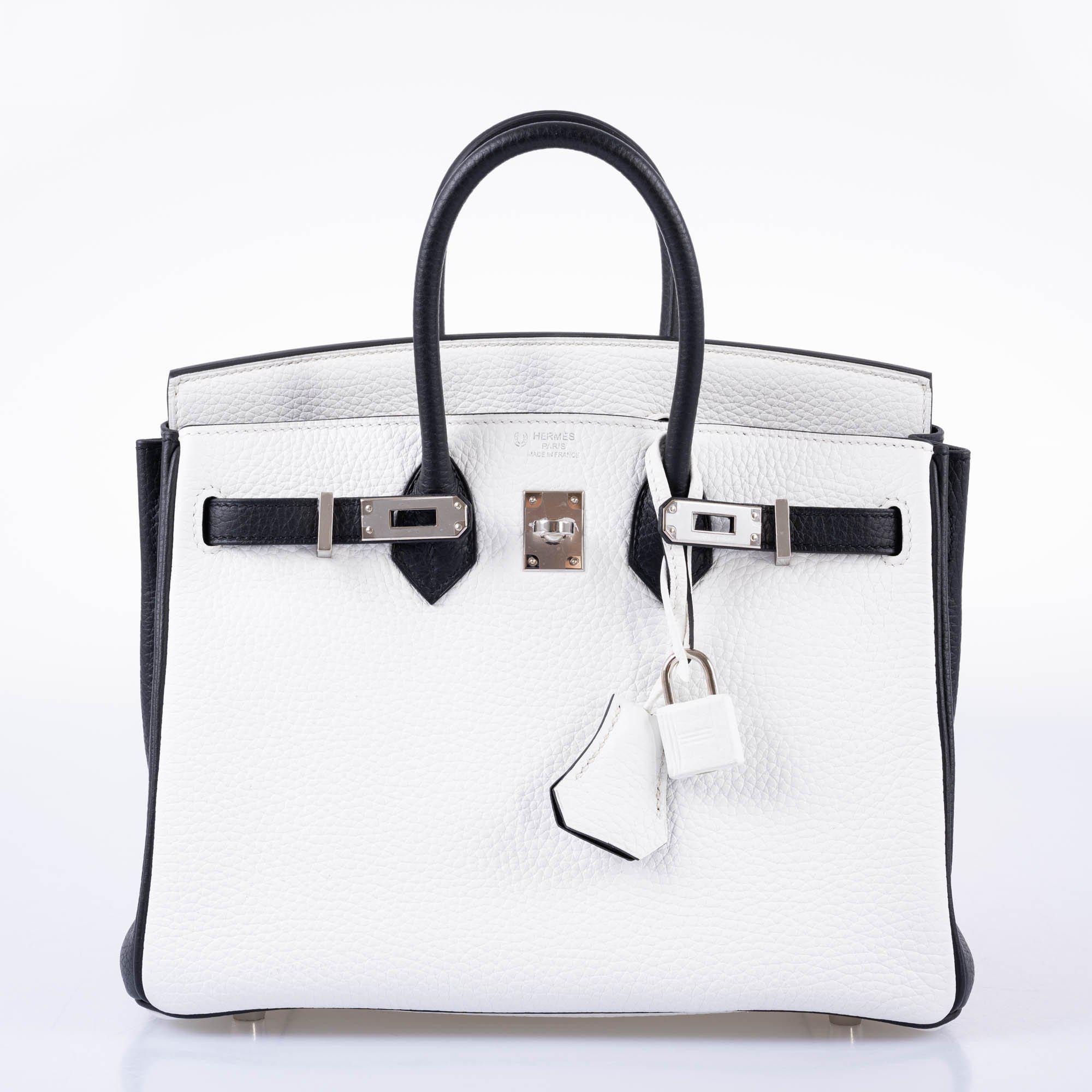 HermÃƒÆ’Ã‚Â¨s HSS Birkin 25 Black and White Togo with Palladium Hardware - 2018, C