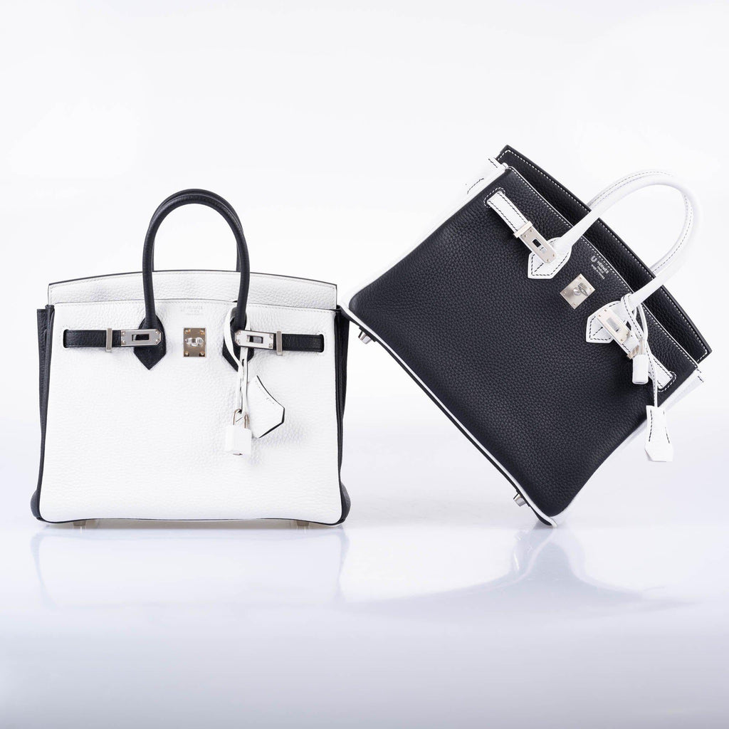 HermÃƒÆ’Ã‚Â¨s HSS Birkin 25 Black and White Togo with Palladium Hardware - 2018, C