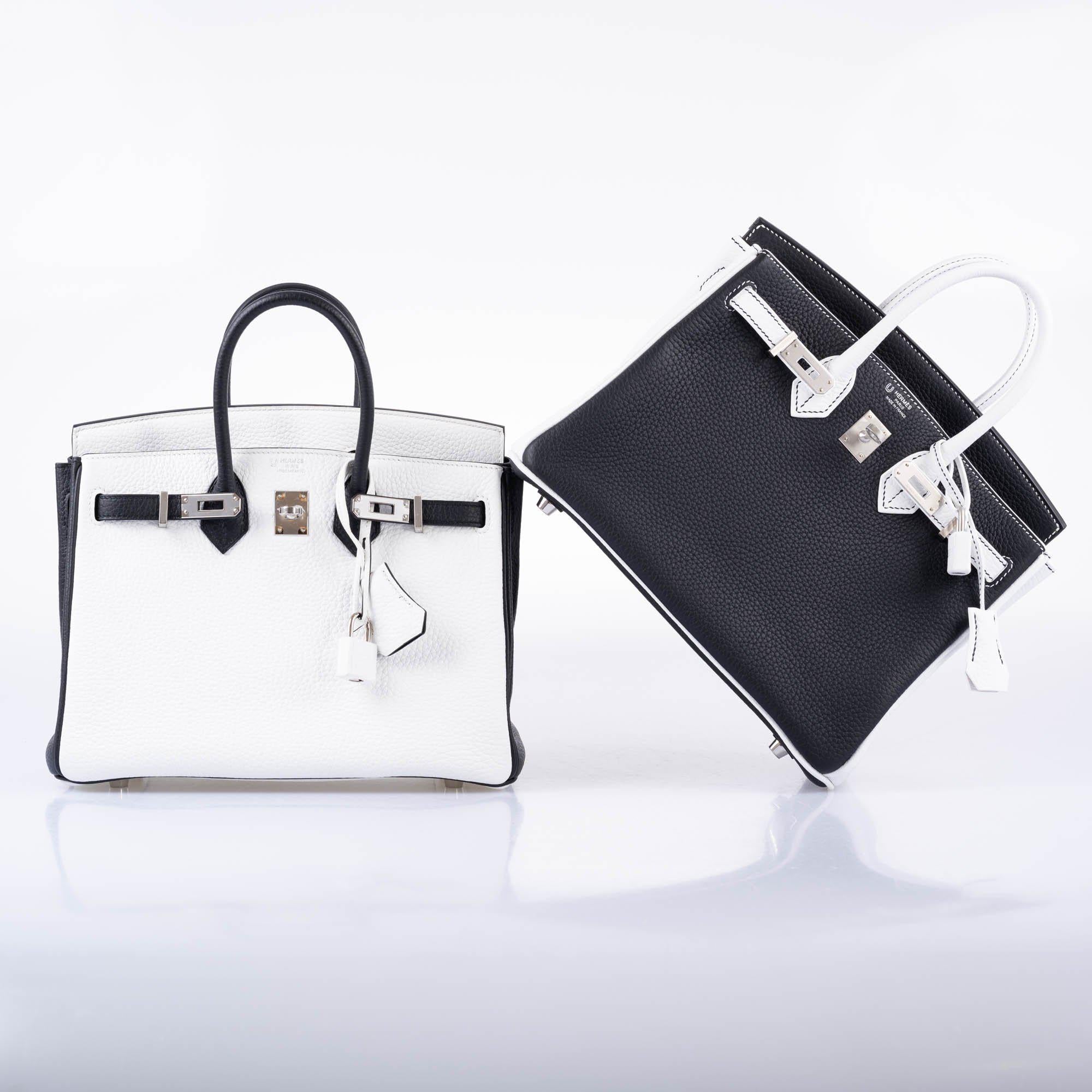 HermÃƒÆ’Ã‚Â¨s HSS Birkin 25 Black and White Togo with Palladium Hardware - 2018, C