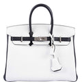 HermÃƒÆ’Ã‚Â¨s HSS Birkin 25 Black and White Togo with Palladium Hardware - 2018, C