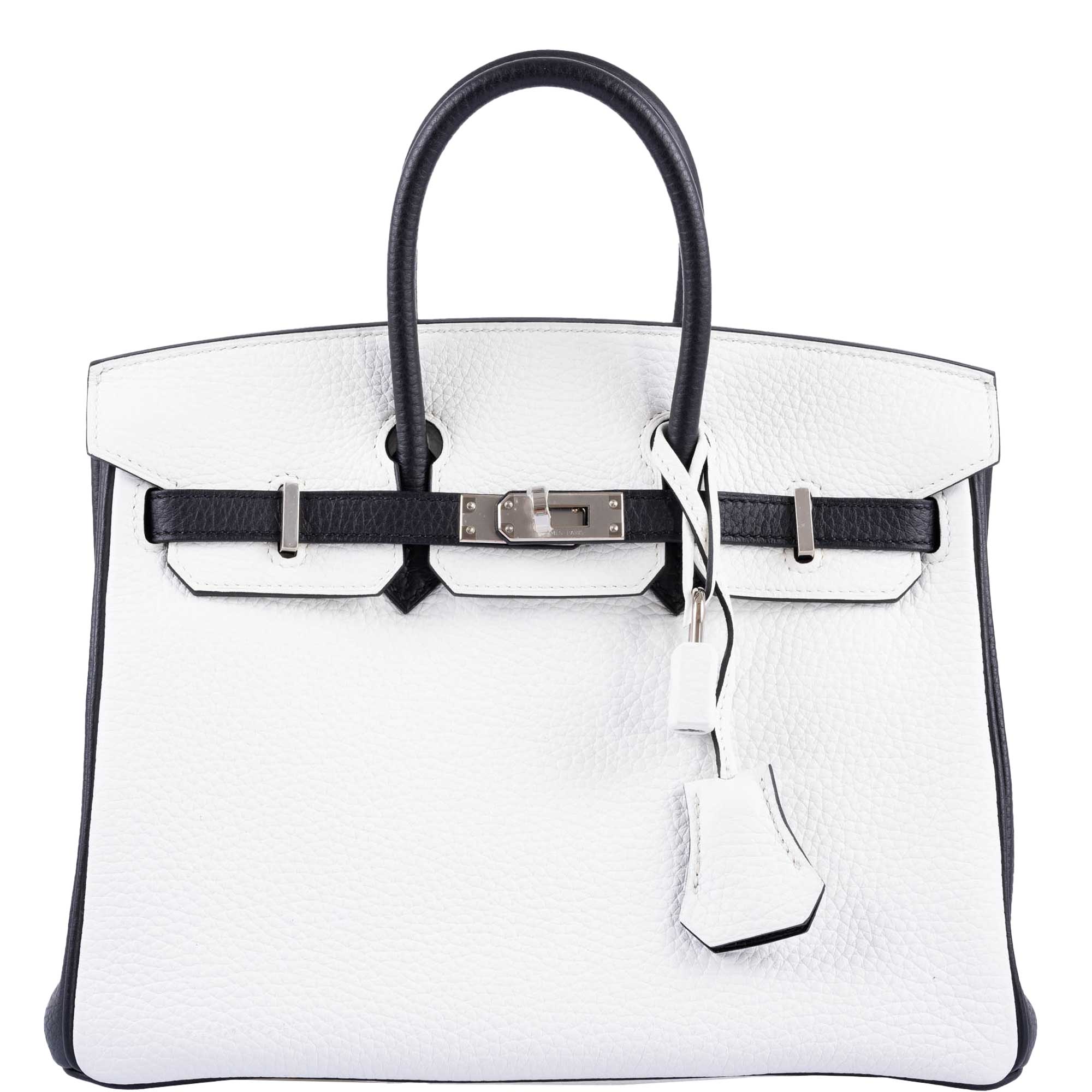 HermÃƒÆ’Ã‚Â¨s HSS Birkin 25 Black and White Togo with Palladium Hardware - 2018, C