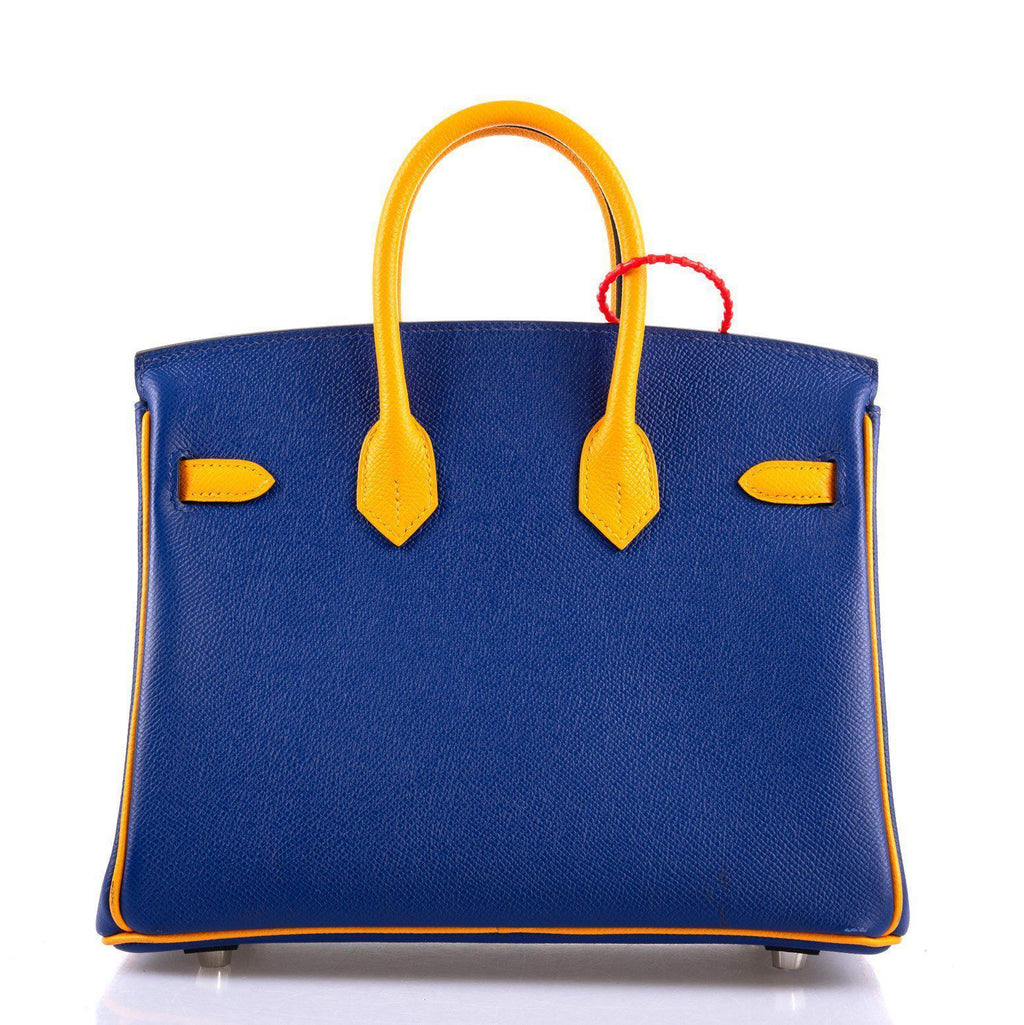 Hermes HSS Birkin 25 Jaune DÃƒÂ¢Ã¢â€šÂ¬Ã¢â€žÂ¢Or & Blue Electric Epsom Brushed Palladium Hardware - 2018, C