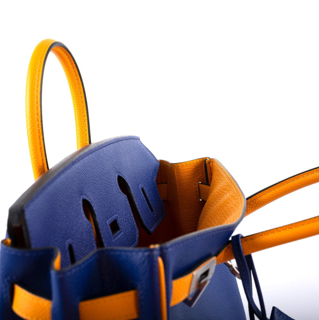 Hermes HSS Birkin 25 Jaune DÃƒÂ¢Ã¢â€šÂ¬Ã¢â€žÂ¢Or & Blue Electric Epsom Brushed Palladium Hardware - 2018, C