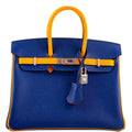 Hermes HSS Birkin 25 Jaune DÃƒÂ¢Ã¢â€šÂ¬Ã¢â€žÂ¢Or & Blue Electric Epsom Brushed Palladium Hardware - 2018, C