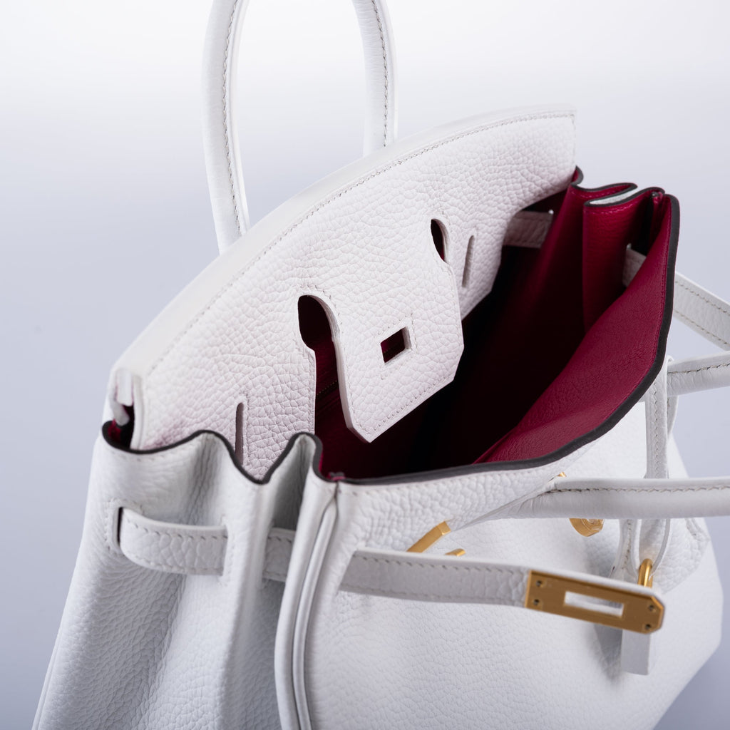 HermÃƒÆ’Ã‚Â¨s HSS Birkin 25 White Togo and Rose Pourpre Interior with Brushed Gold Hardware - 2021, Z
