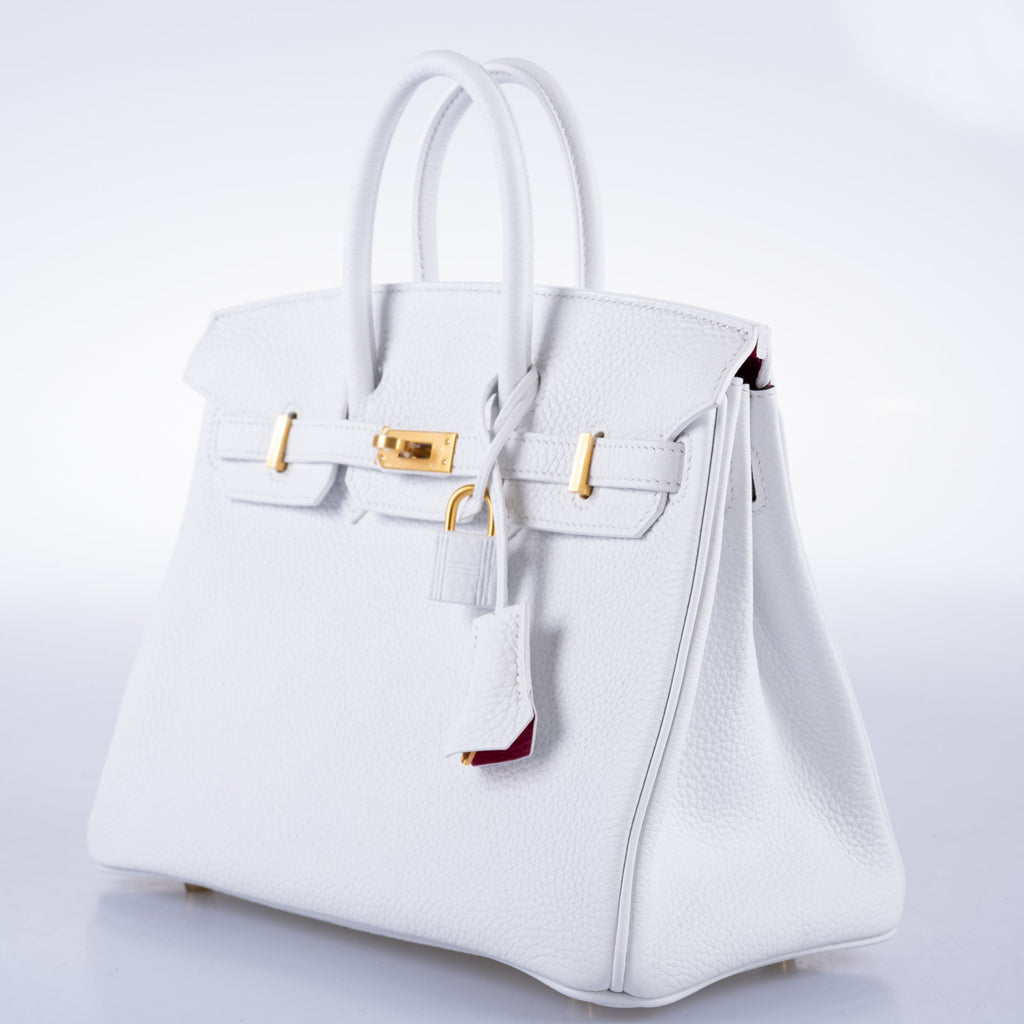 HermÃƒÆ’Ã‚Â¨s HSS Birkin 25 White Togo and Rose Pourpre Interior with Brushed Gold Hardware - 2021, Z