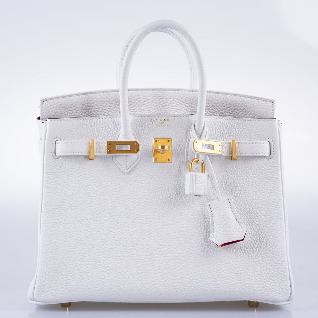 HermÃƒÆ’Ã‚Â¨s HSS Birkin 25 White Togo and Rose Pourpre Interior with Brushed Gold Hardware - 2021, Z