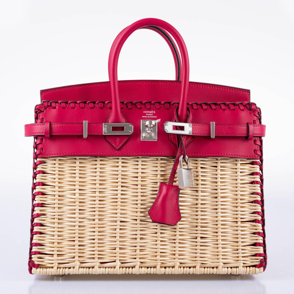 HermÃƒÆ’Ã‚Â¨s Picnic Birkin 25 Osier Wicker & Framboise Swift with Palladium Hardware - 2021, Z