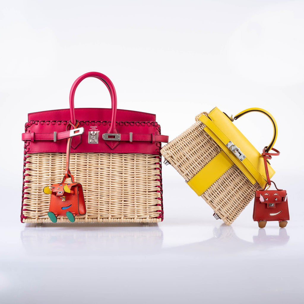 HermÃƒÆ’Ã‚Â¨s Picnic Birkin 25 Osier Wicker & Framboise Swift with Palladium Hardware - 2021, Z