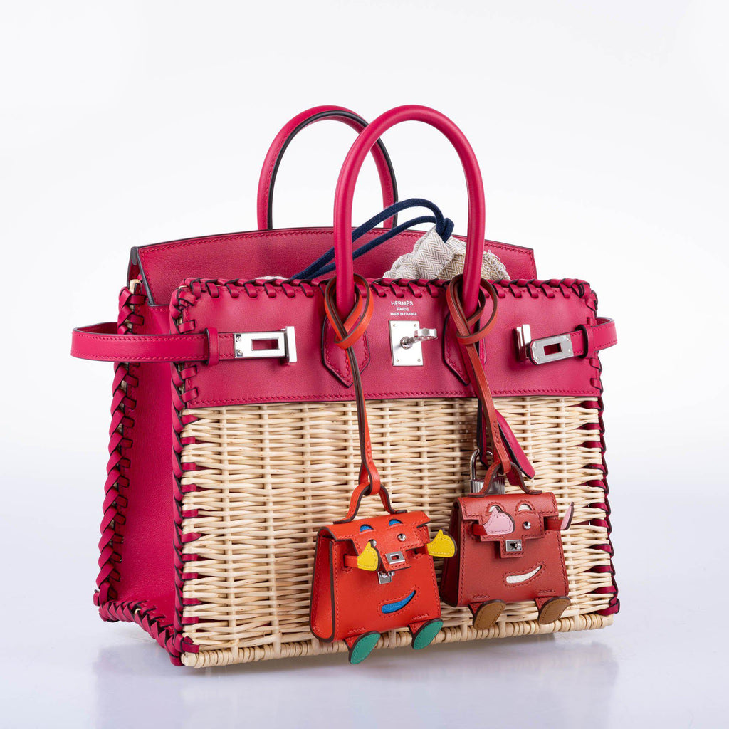 HermÃƒÆ’Ã‚Â¨s Picnic Birkin 25 Osier Wicker & Framboise Swift with Palladium Hardware - 2021, Z