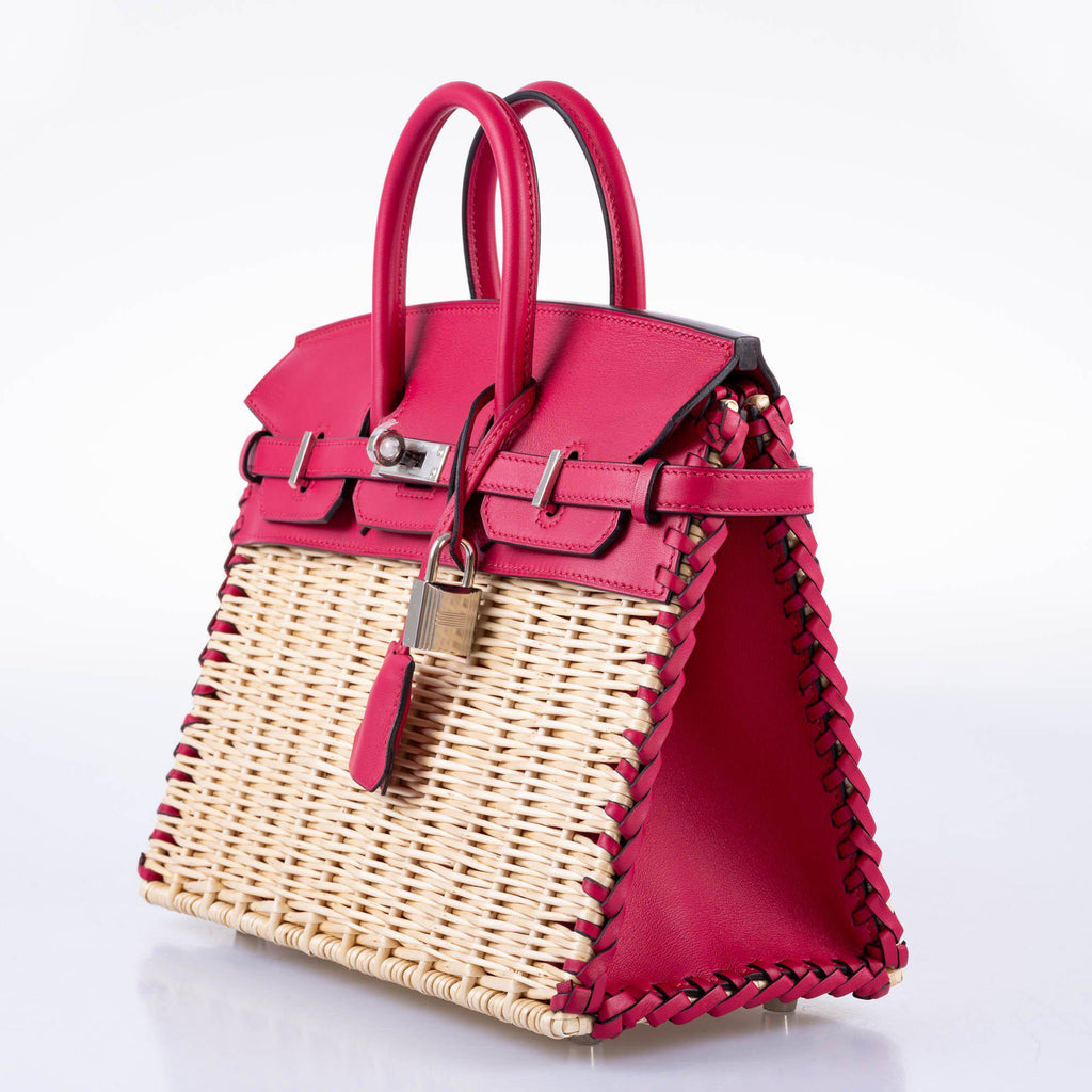HermÃƒÆ’Ã‚Â¨s Picnic Birkin 25 Osier Wicker & Framboise Swift with Palladium Hardware - 2021, Z