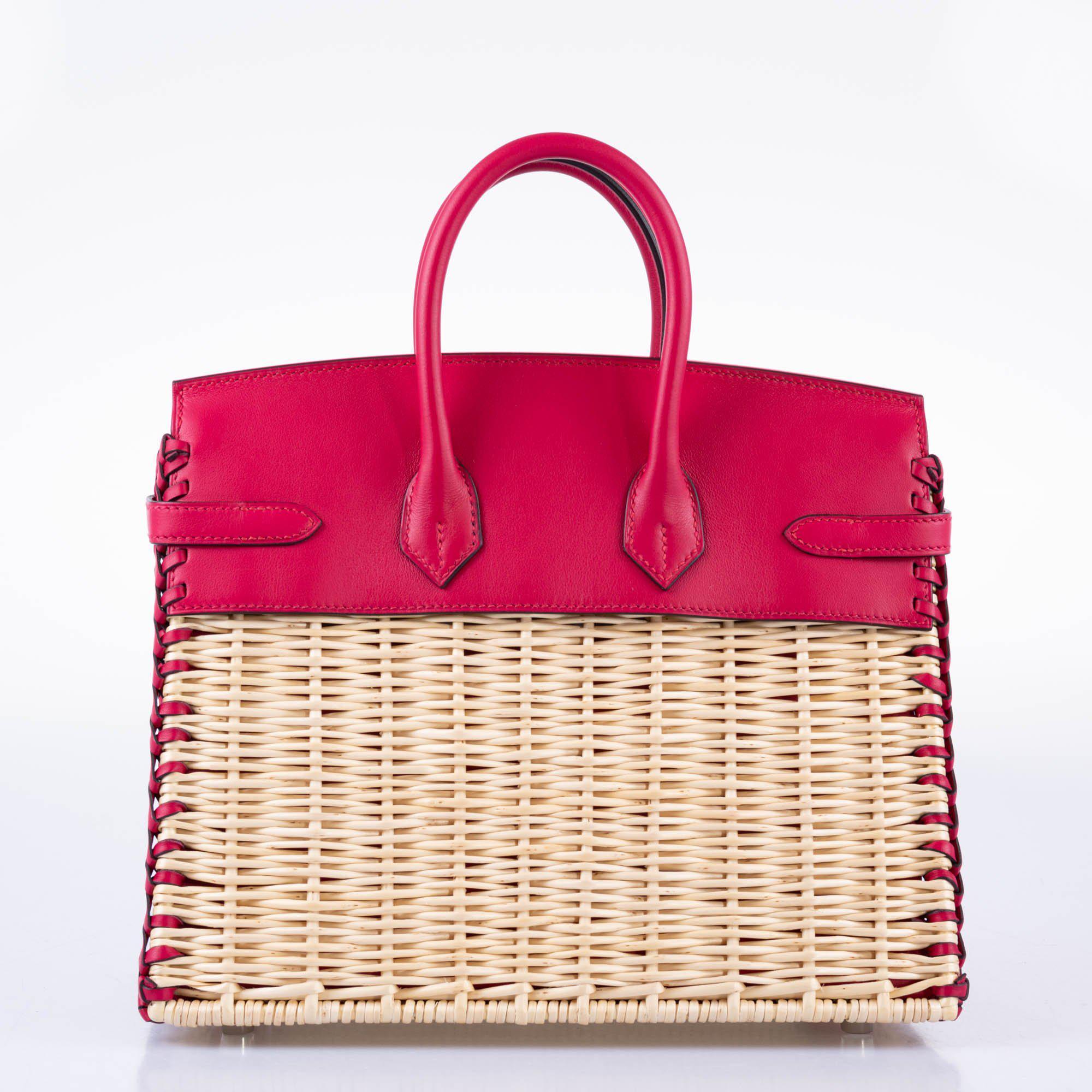 HermÃƒÆ’Ã‚Â¨s Picnic Birkin 25 Osier Wicker & Framboise Swift with Palladium Hardware - 2021, Z
