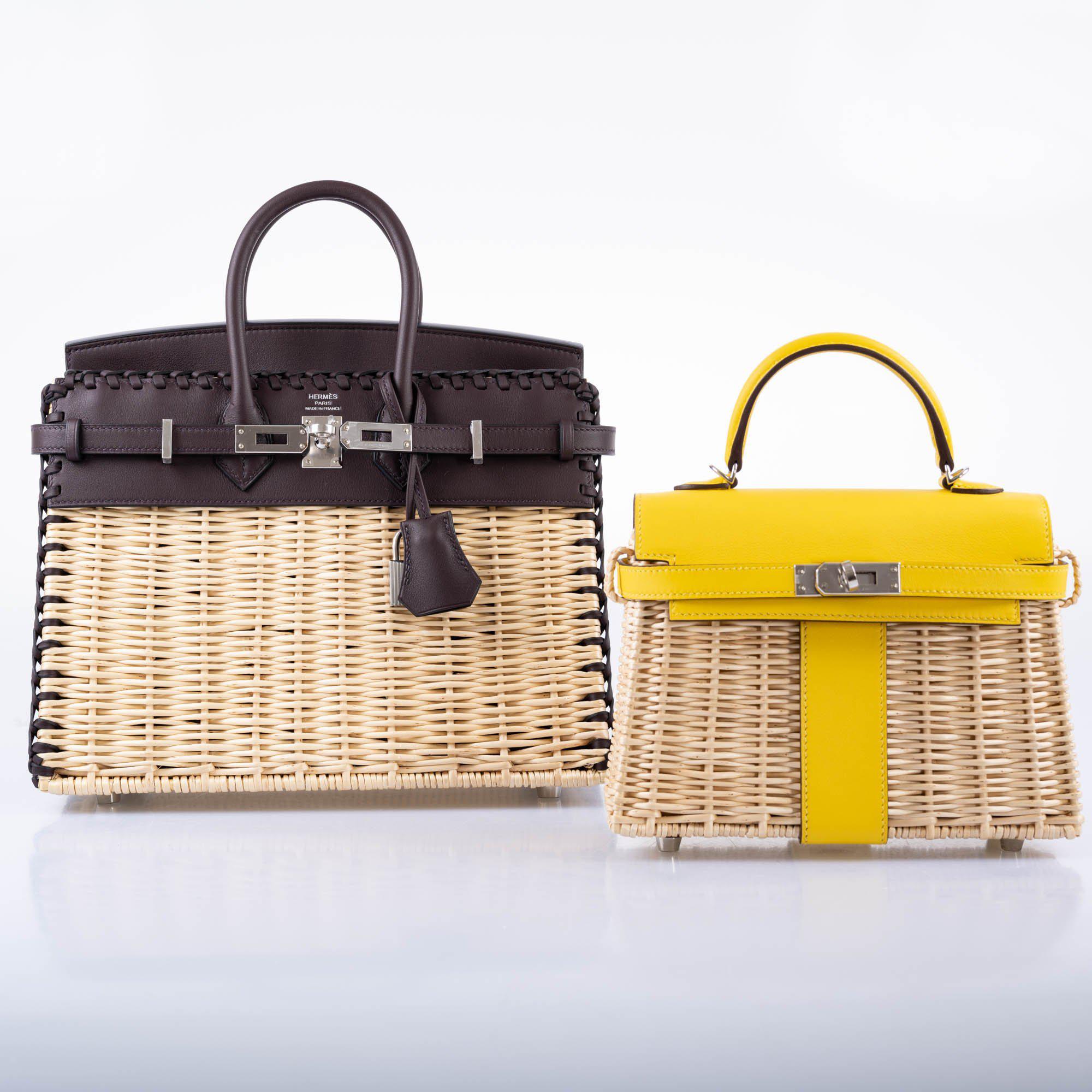 HermÃƒÆ’Ã‚Â¨s Picnic Birkin 25 Osier Wicker & Rouge Swift with Palladium Hardware - 2021, Z