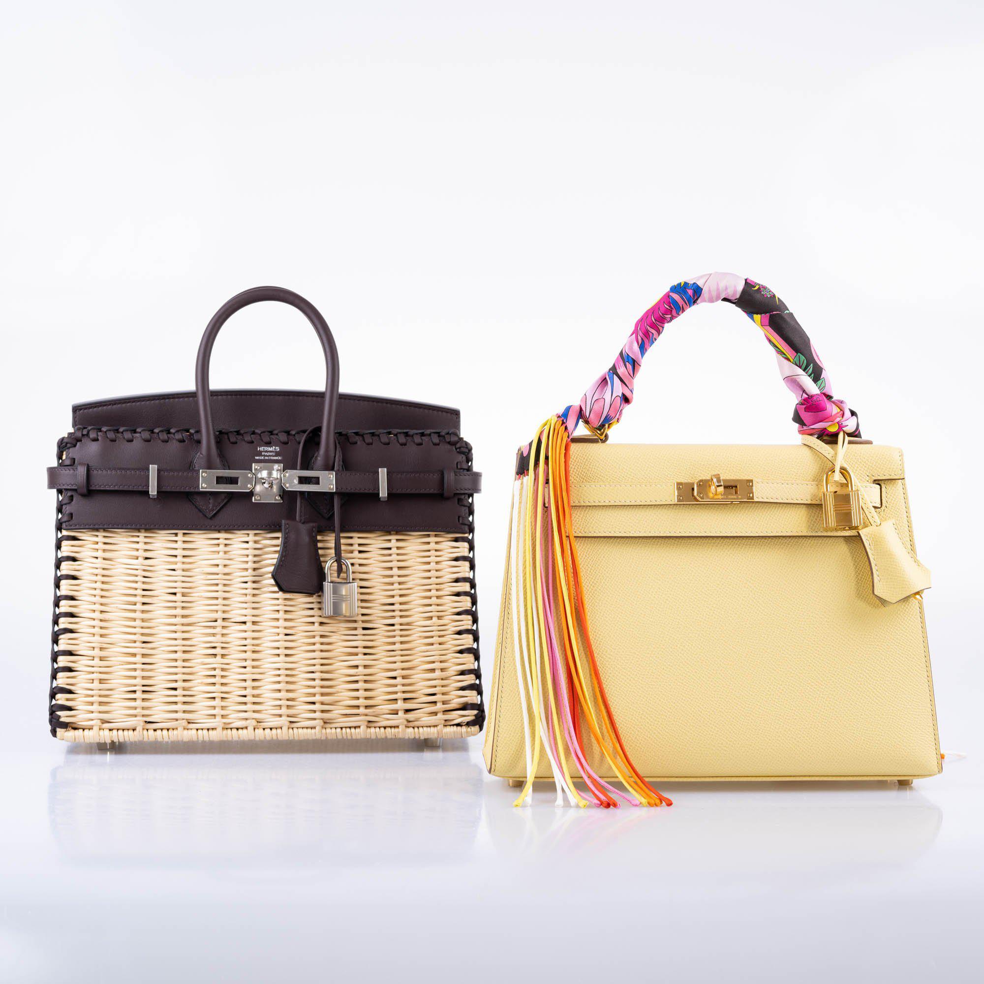 HermÃƒÆ’Ã‚Â¨s Picnic Birkin 25 Osier Wicker & Rouge Swift with Palladium Hardware - 2021, Z