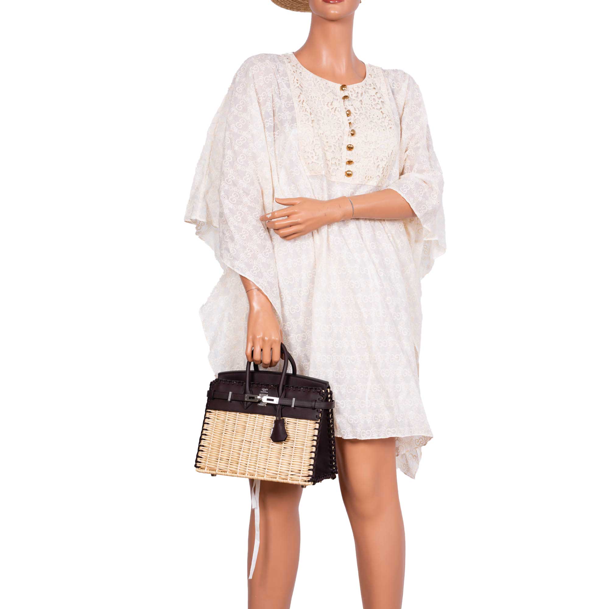 HermÃƒÆ’Ã‚Â¨s Picnic Birkin 25 Osier Wicker & Rouge Swift with Palladium Hardware - 2021, Z