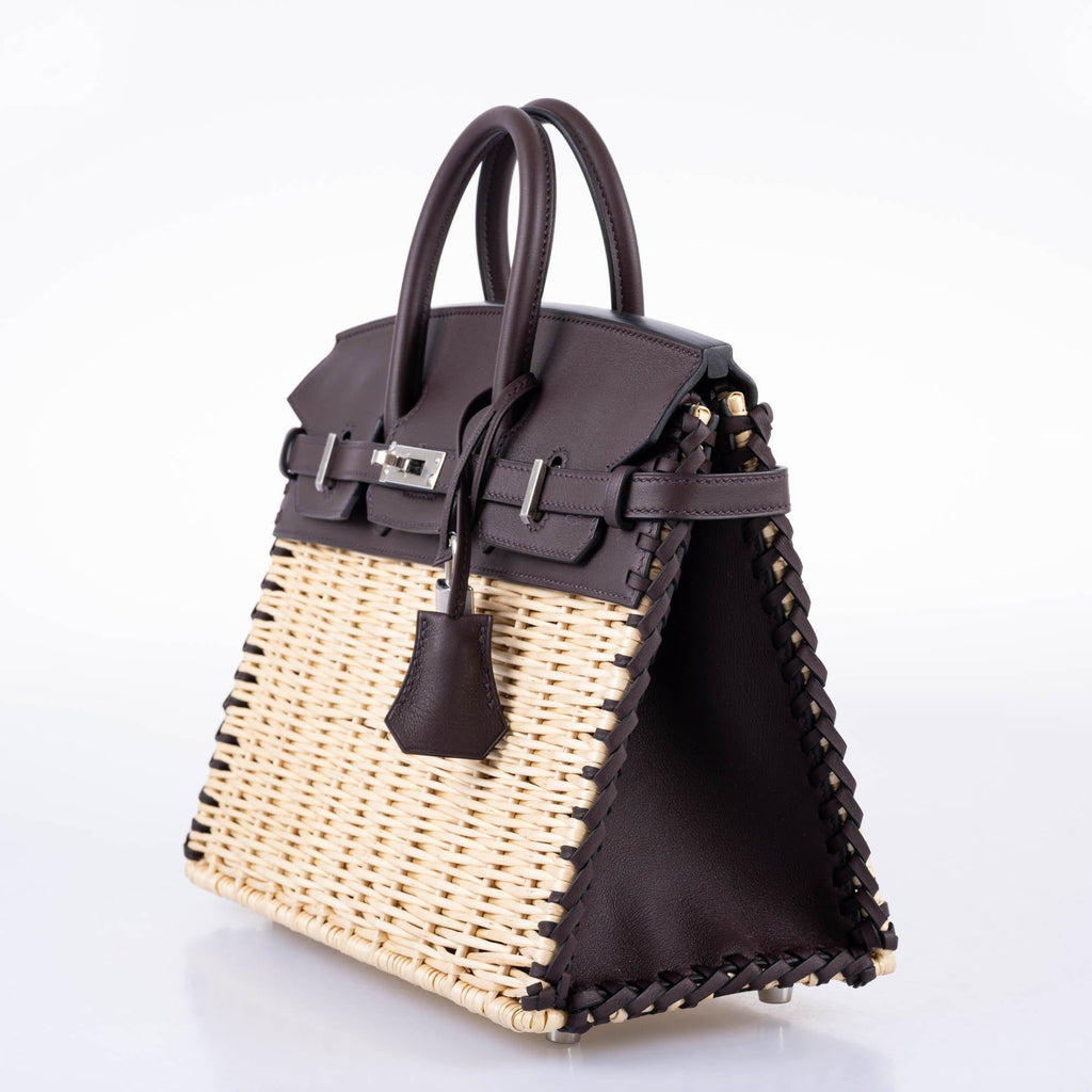 HermÃƒÆ’Ã‚Â¨s Picnic Birkin 25 Osier Wicker & Rouge Swift with Palladium Hardware - 2021, Z