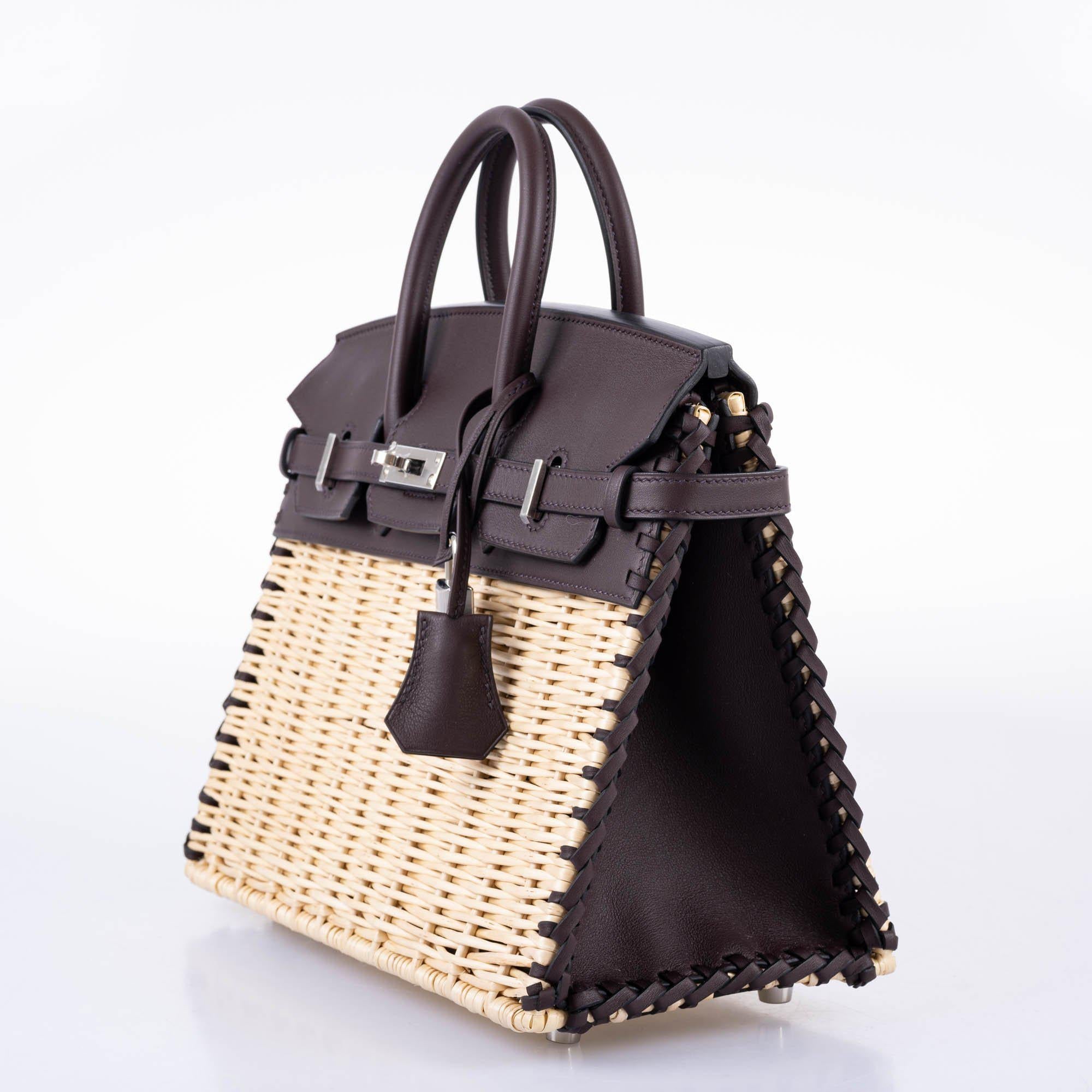 HermÃƒÆ’Ã‚Â¨s Picnic Birkin 25 Osier Wicker & Rouge Swift with Palladium Hardware - 2021, Z