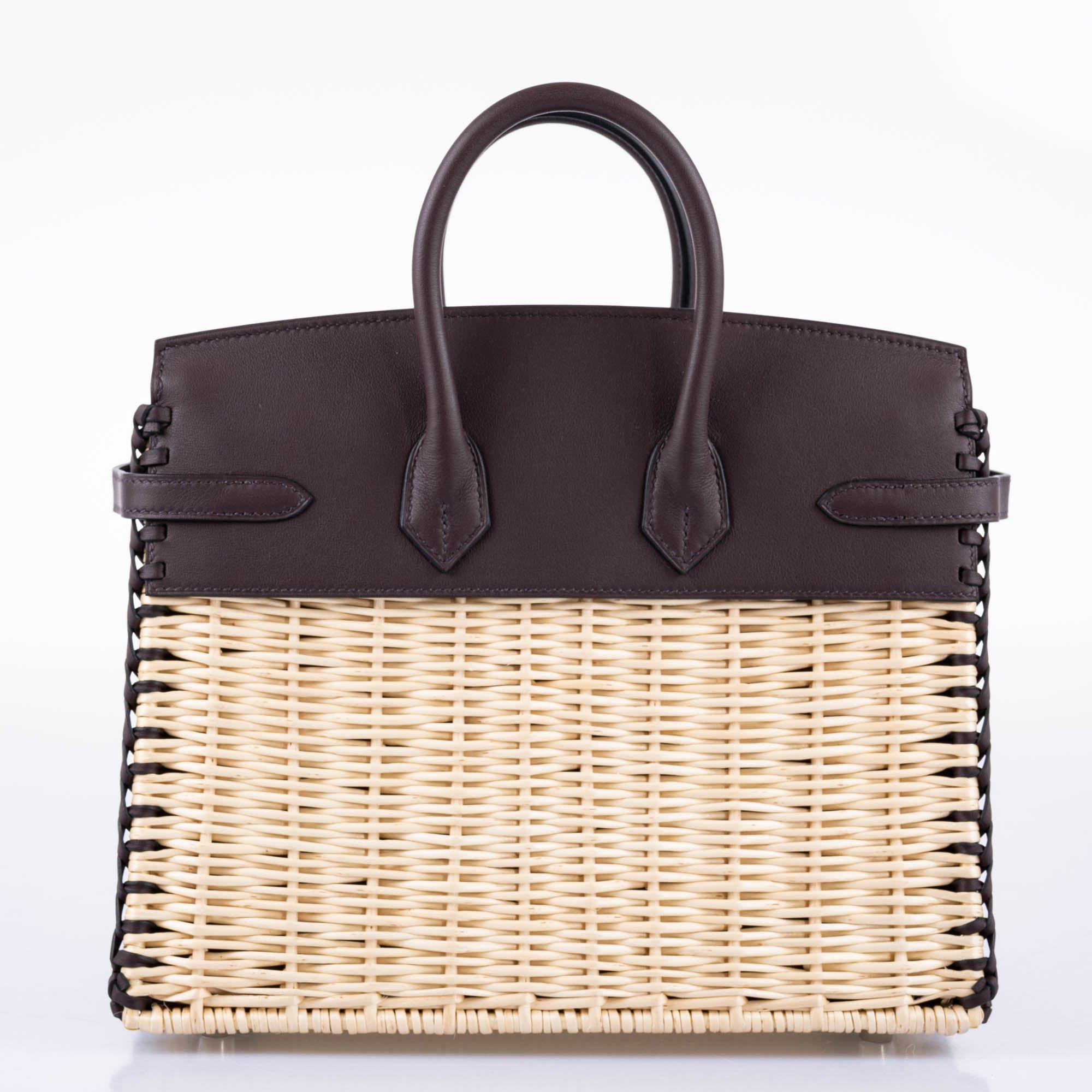HermÃƒÆ’Ã‚Â¨s Picnic Birkin 25 Osier Wicker & Rouge Swift with Palladium Hardware - 2021, Z