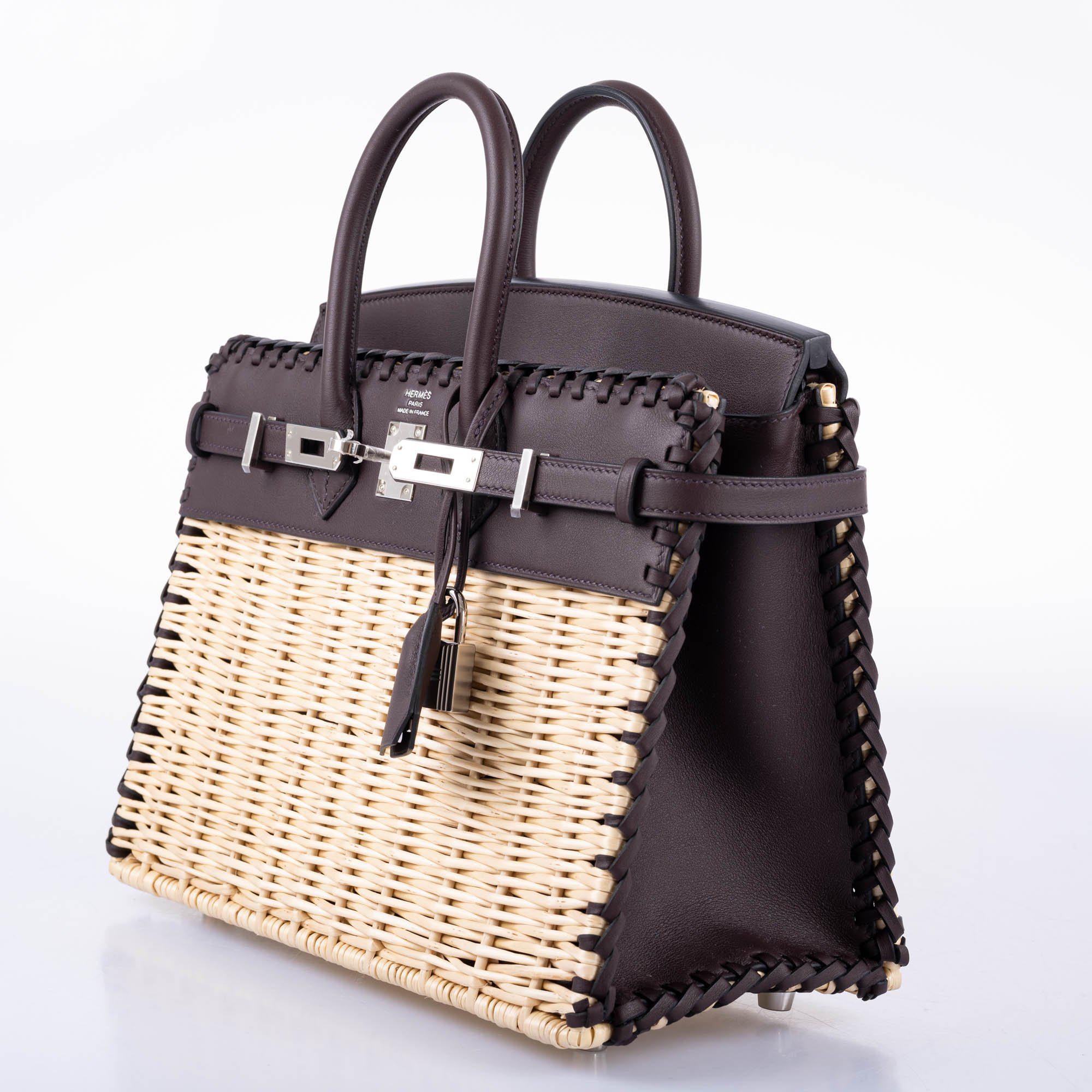 HermÃƒÆ’Ã‚Â¨s Picnic Birkin 25 Osier Wicker & Rouge Swift with Palladium Hardware - 2021, Z