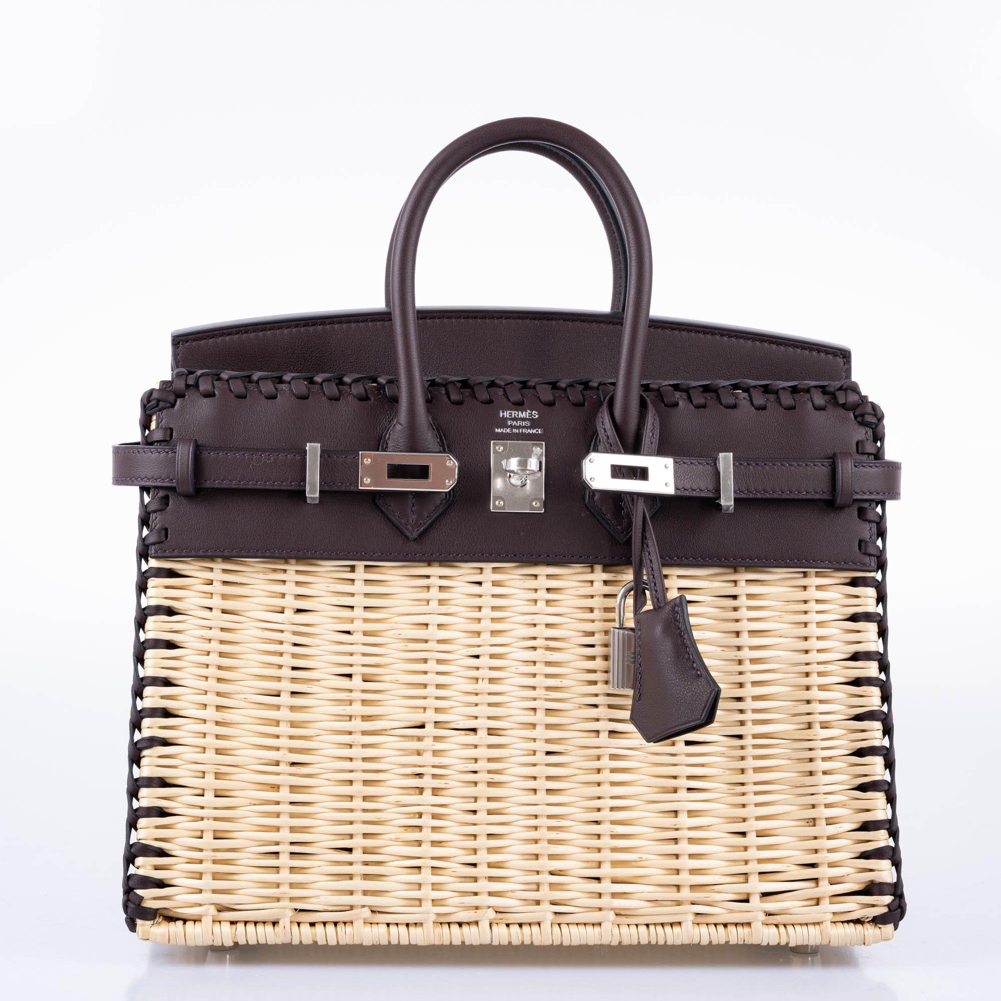 HermÃƒÆ’Ã‚Â¨s Picnic Birkin 25 Osier Wicker & Rouge Swift with Palladium Hardware - 2021, Z