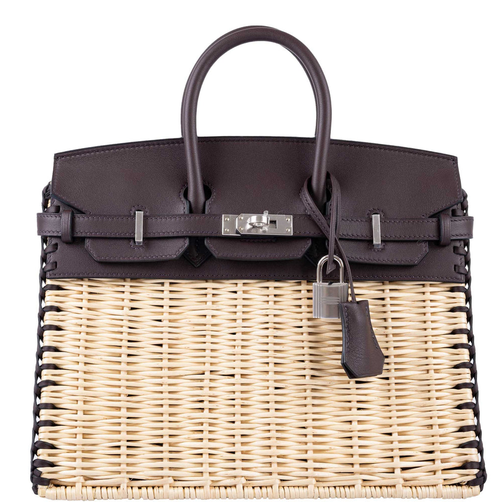 HermÃƒÆ’Ã‚Â¨s Picnic Birkin 25 Osier Wicker & Rouge Swift with Palladium Hardware - 2021, Z
