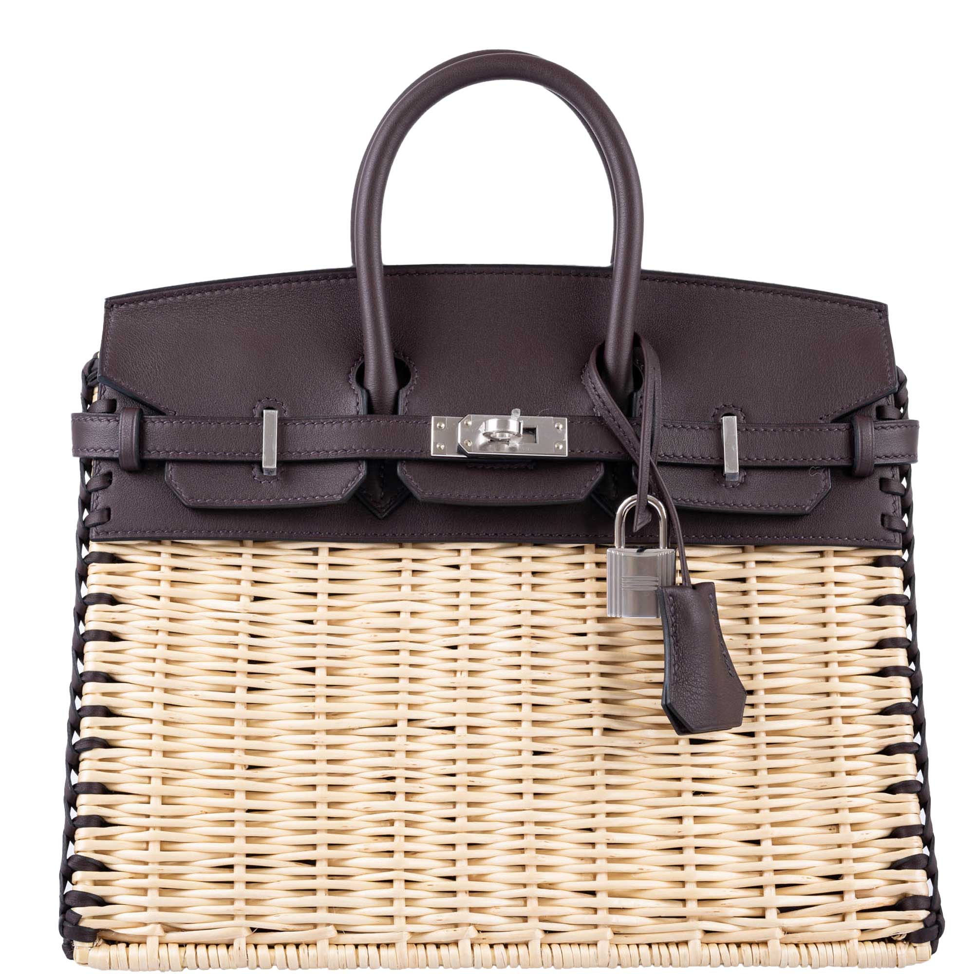 HermÃƒÆ’Ã‚Â¨s Picnic Birkin 25 Osier Wicker & Rouge Swift with Palladium Hardware - 2021, Z