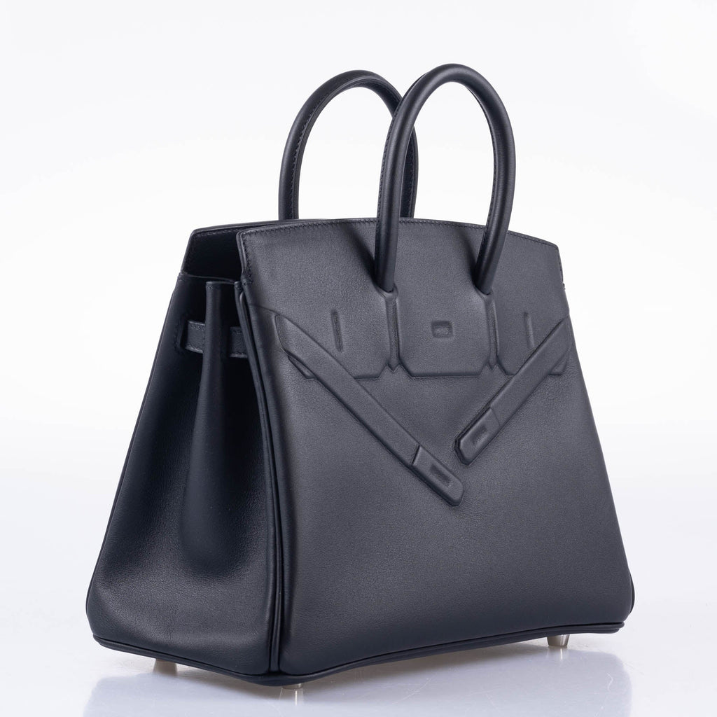 HermÃƒÆ’Ã‚Â¨s Shadow Birkin 25 Black Swift Leather Palladium Hardware