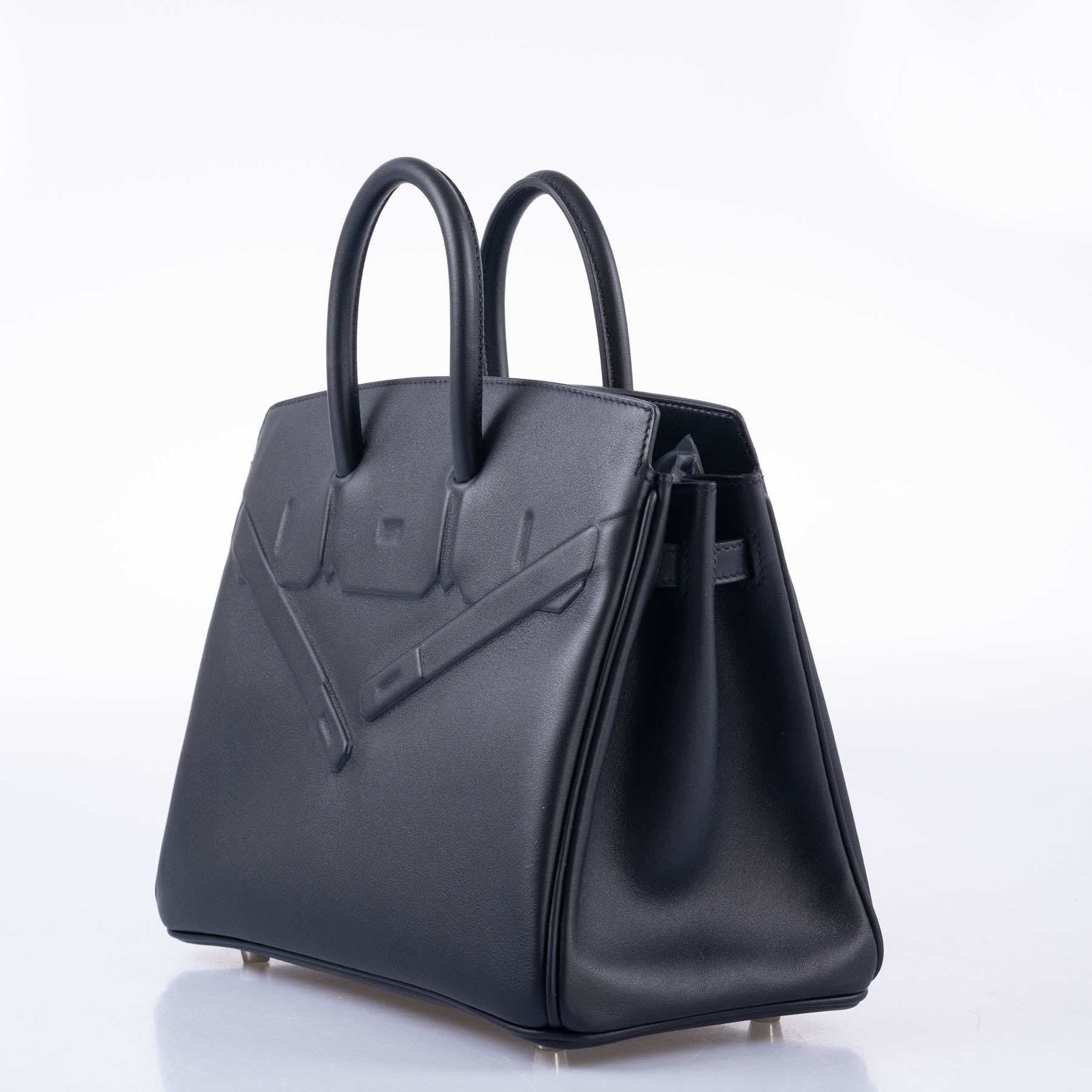 HermÃƒÆ’Ã‚Â¨s Shadow Birkin 25 Black Swift Leather Palladium Hardware