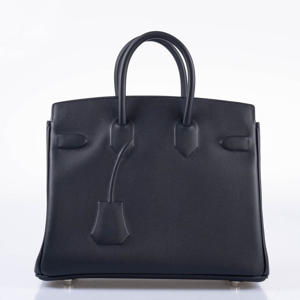 HermÃƒÆ’Ã‚Â¨s Shadow Birkin 25 Black Swift Leather Palladium Hardware