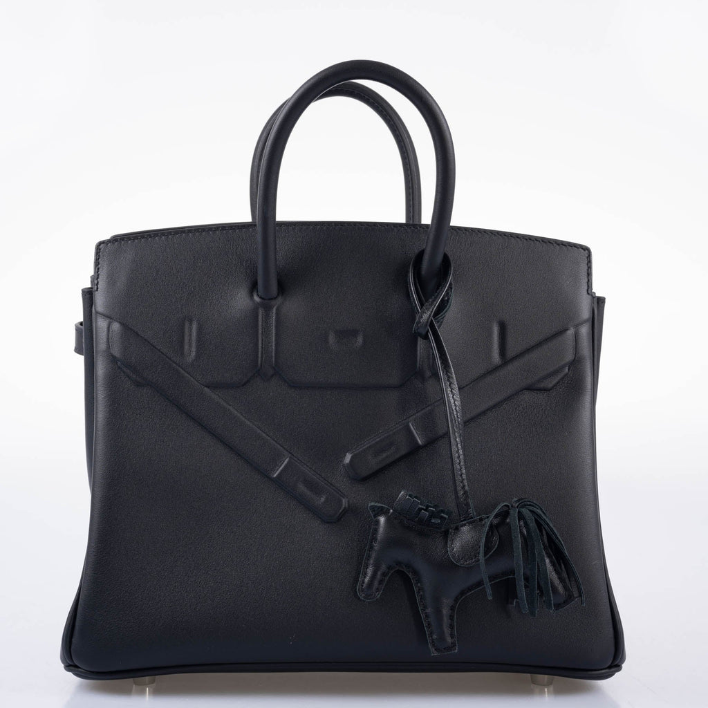 HermÃƒÆ’Ã‚Â¨s Shadow Birkin 25 Black Swift Leather Palladium Hardware