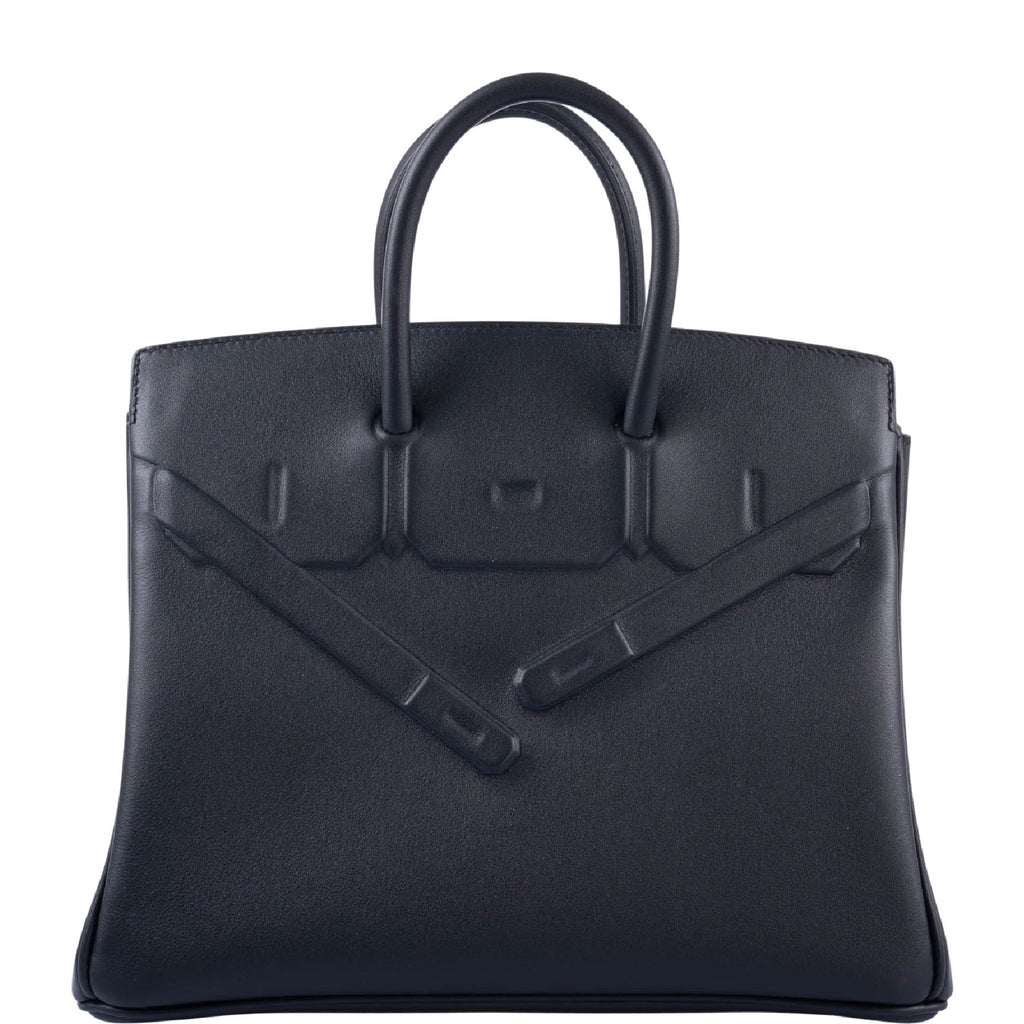 HermÃƒÆ’Ã‚Â¨s Shadow Birkin 25 Black Swift Leather Palladium Hardware