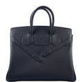 HermÃƒÆ’Ã‚Â¨s Shadow Birkin 25 Black Swift Leather Palladium Hardware