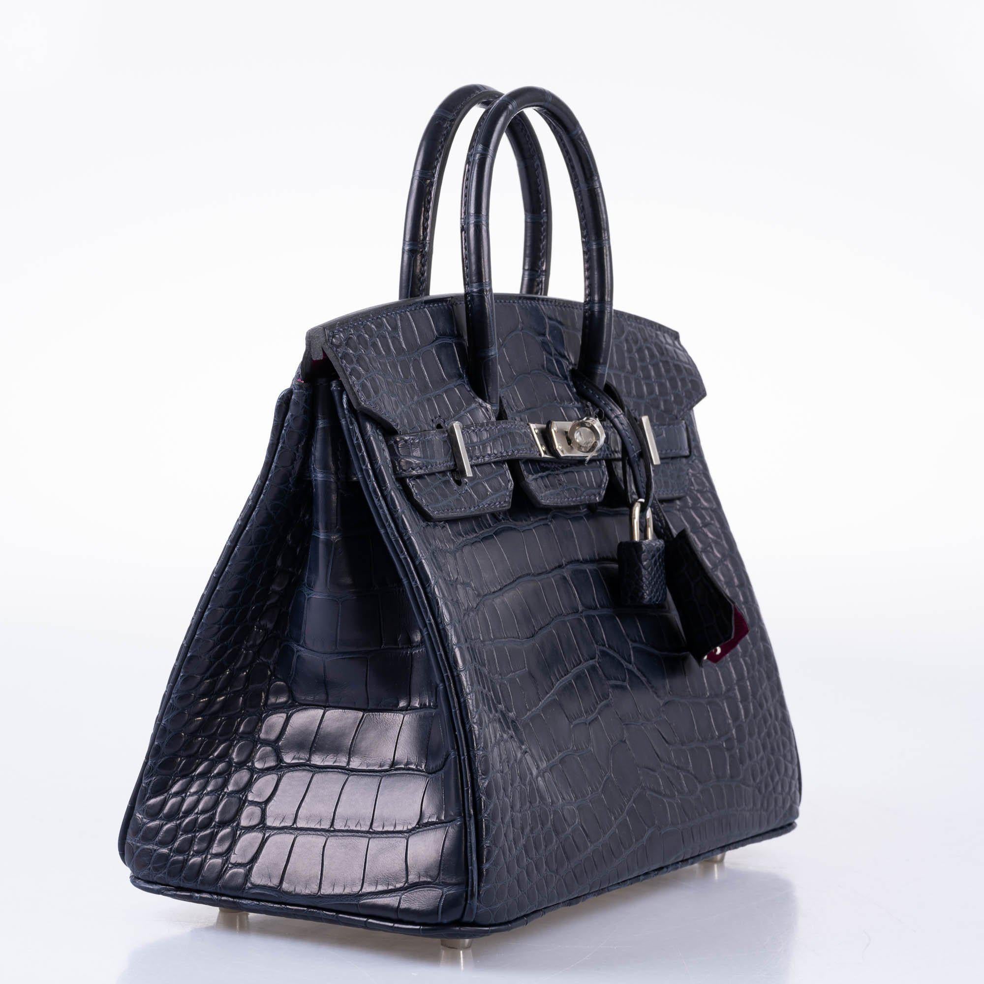HermÃƒÆ’Ã‚Â¨s Verso Birkin 25 Blue Marine Matte Alligator & Rose Scheherazade with Palladium Hardware - 2019, D
