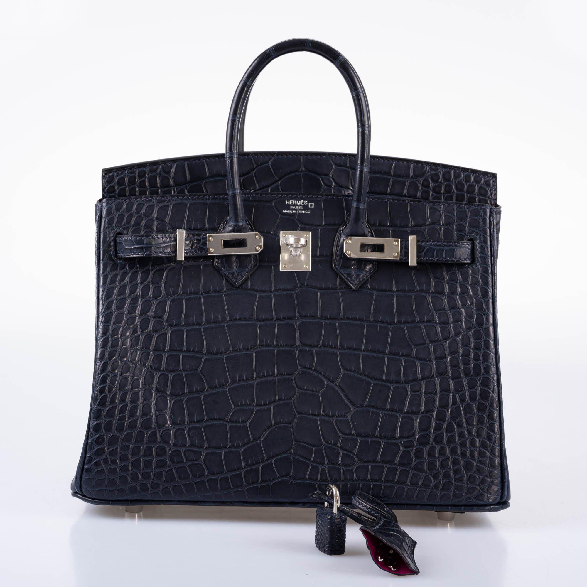 HermÃƒÆ’Ã‚Â¨s Verso Birkin 25 Blue Marine Matte Alligator & Rose Scheherazade with Palladium Hardware - 2019, D