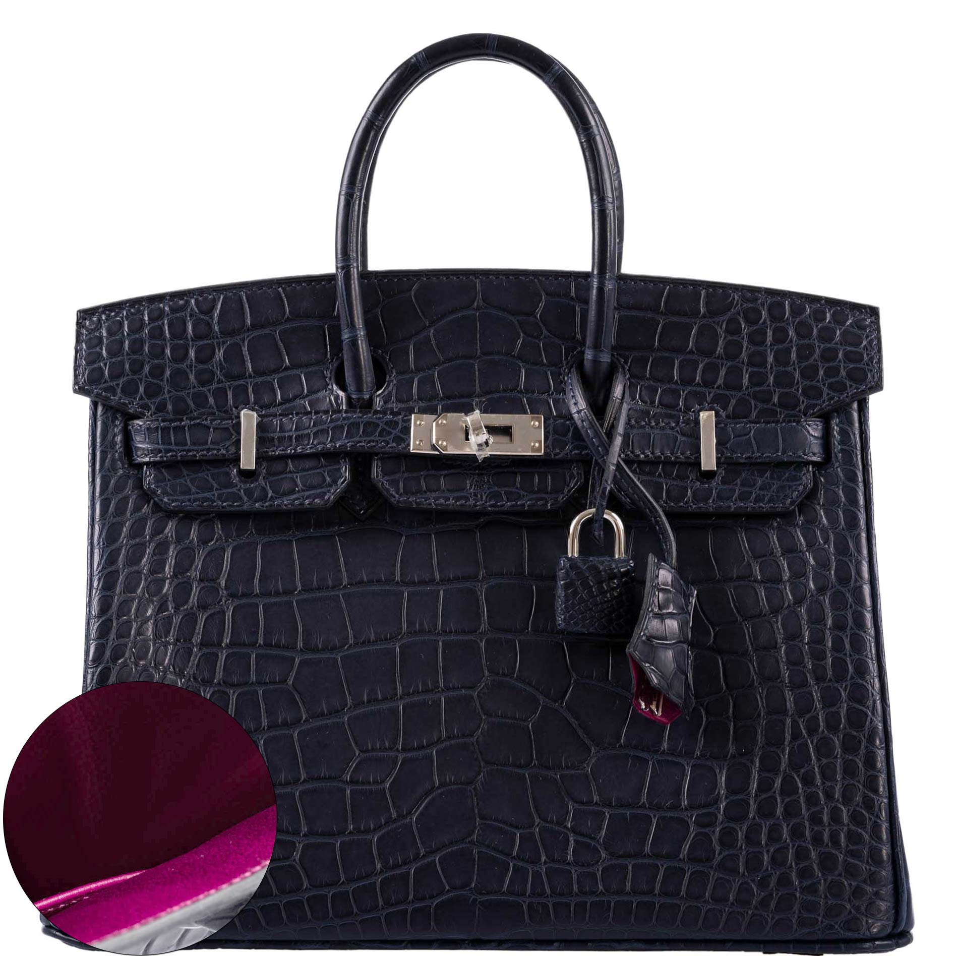 HermÃƒÆ’Ã‚Â¨s Verso Birkin 25 Blue Marine Matte Alligator & Rose Scheherazade with Palladium Hardware - 2019, D